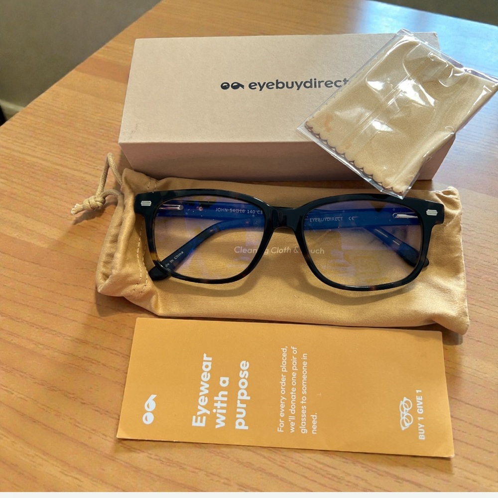 NEW‎ Eyebuydirect John Eyeglasses Frames 54-16-140 w/ Box Case Pouch